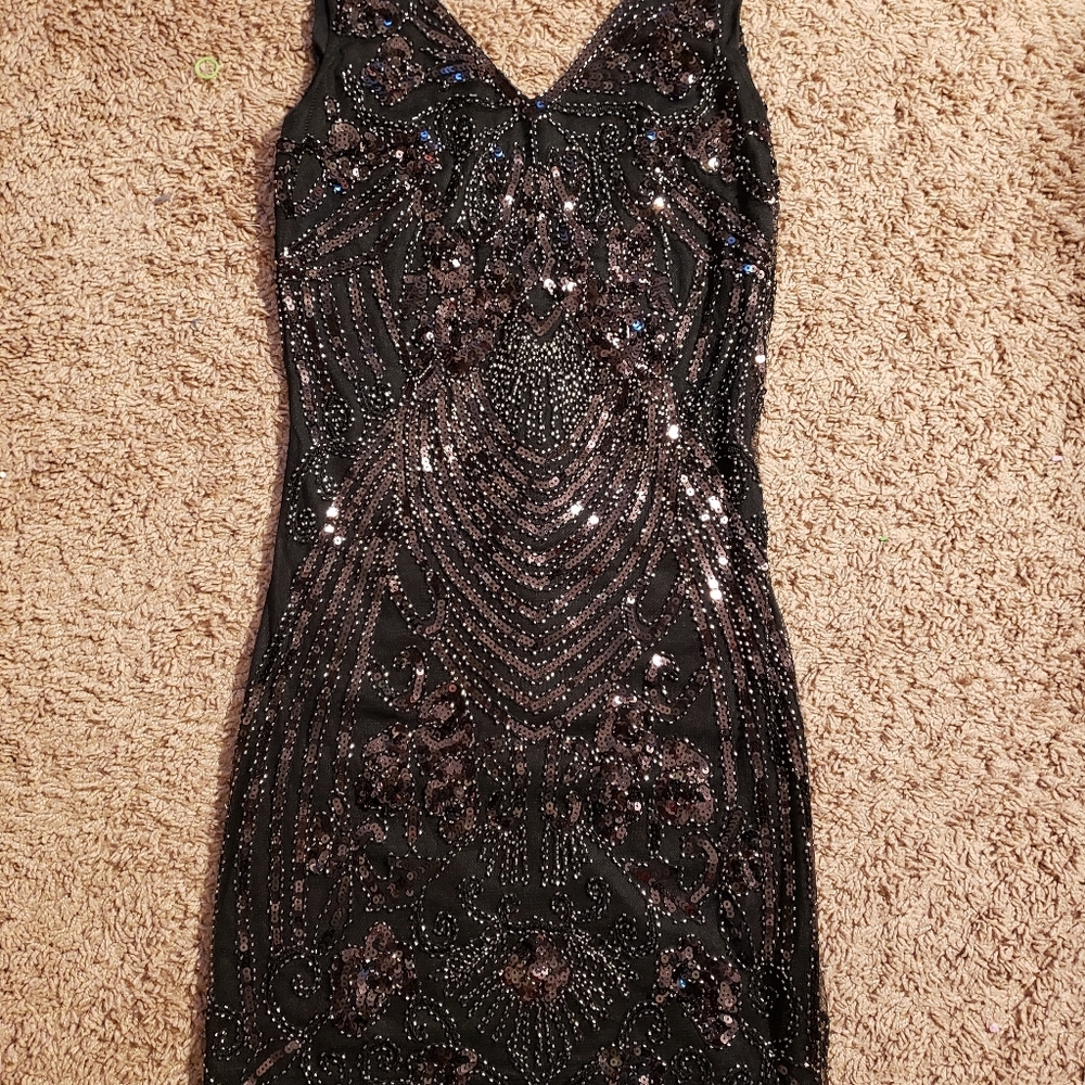 Black Mini Sequin Dress